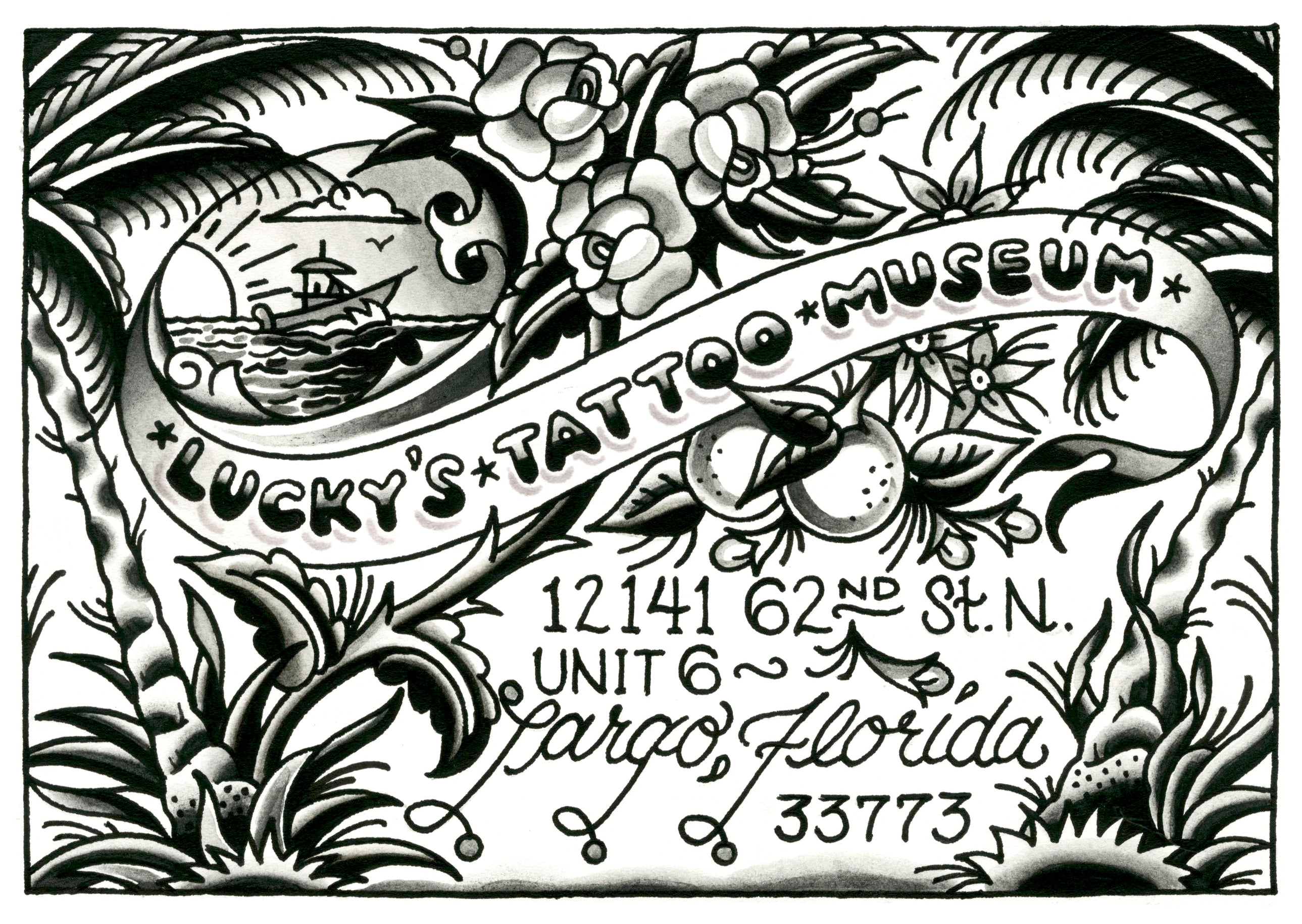 Lucky's Tattoo Museum Large Organic Tote Bag