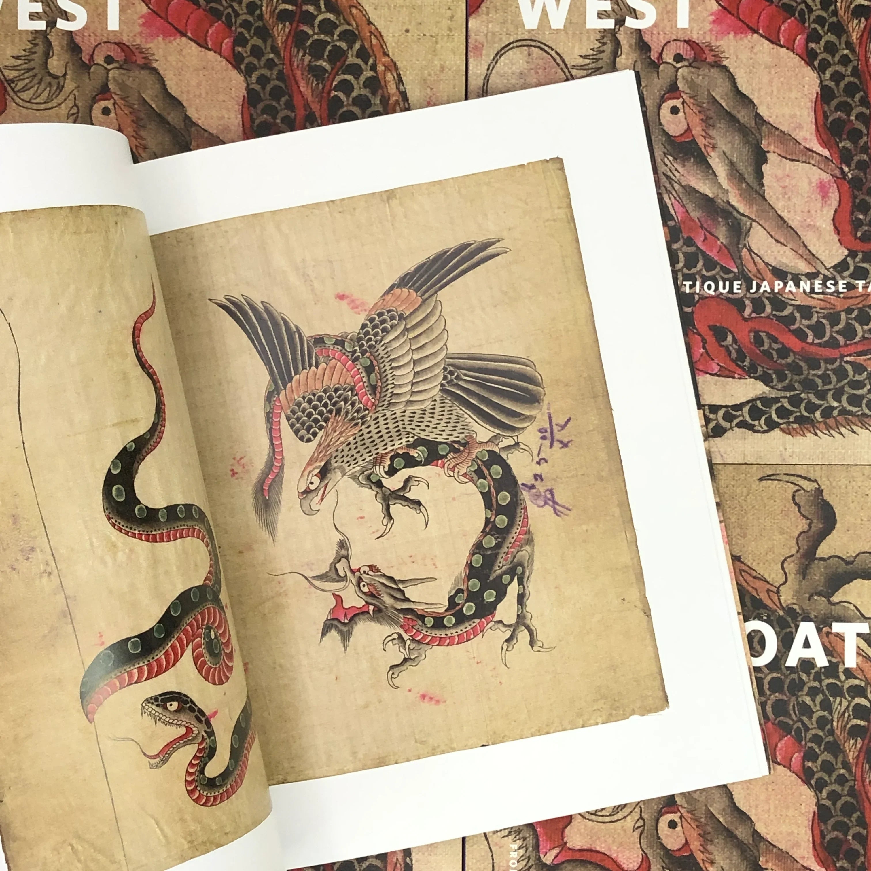 Floating West - Antique Japanese Tattoo Flash from the Collection of Nick York