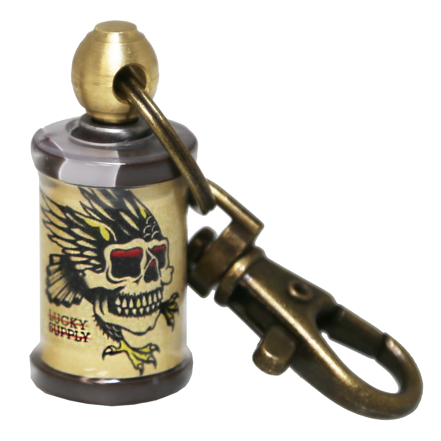 Skull and Wings Coil Keychain