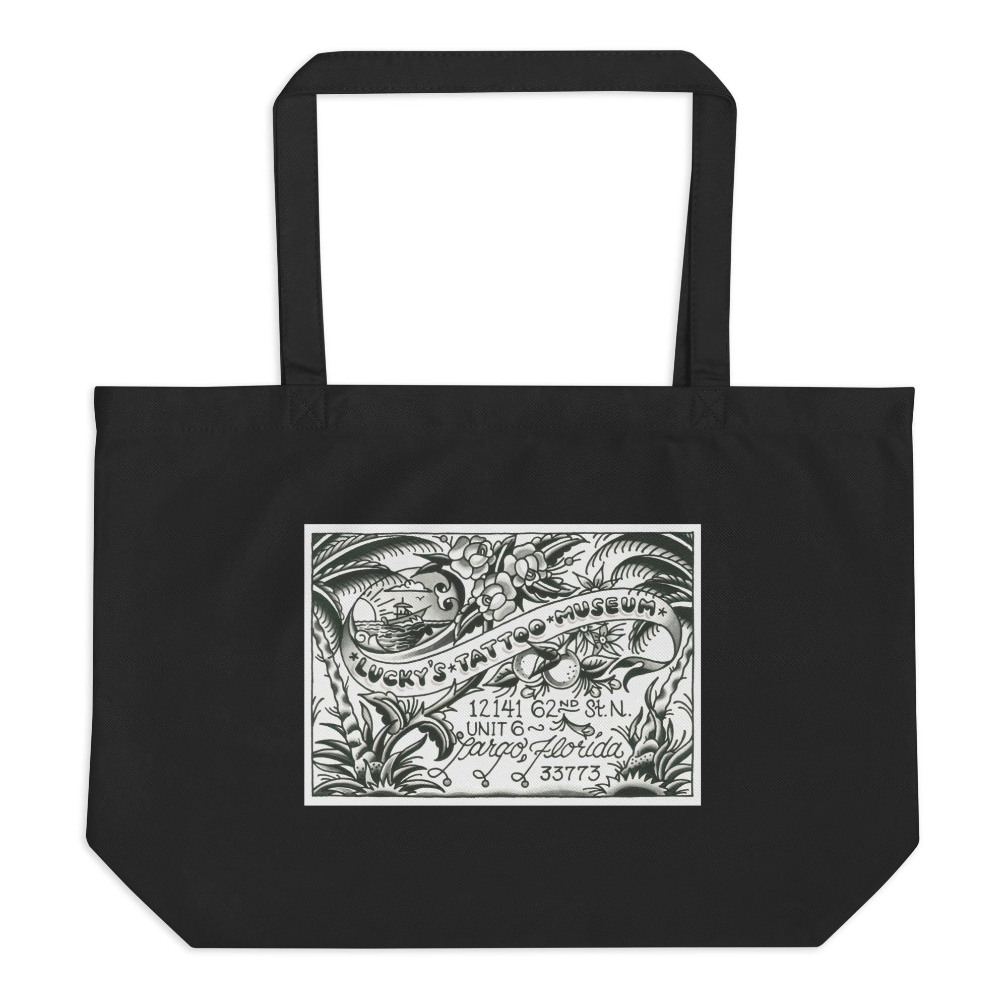 Lucky's Tattoo Museum Large Organic Tote Bag