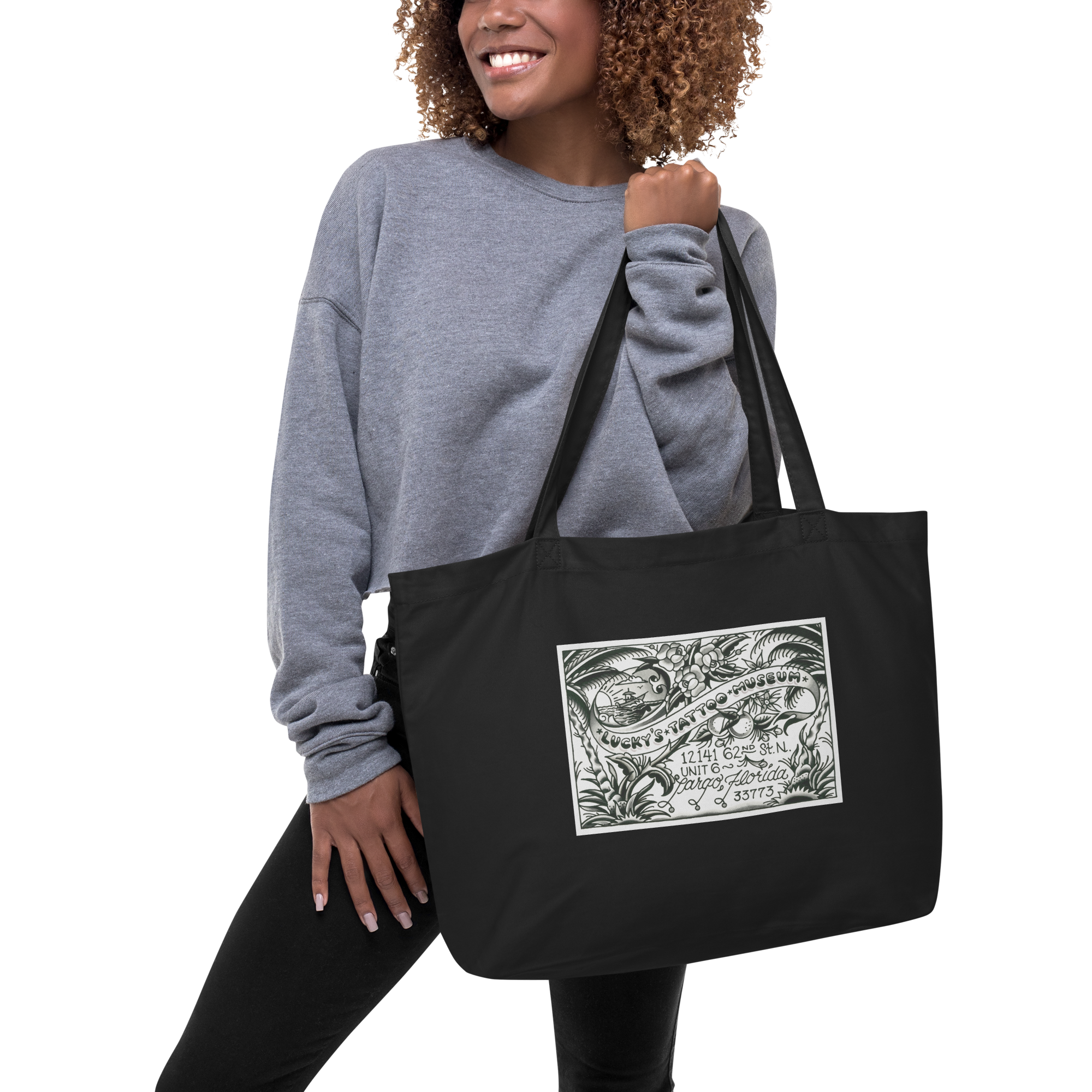 Lucky's Tattoo Museum Large Organic Tote Bag